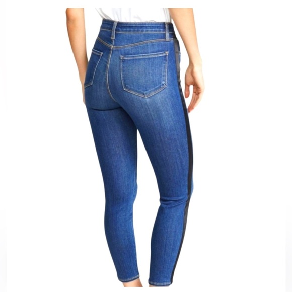 L’Agence - Margot Neptune Blue High-Rise Skinny Jeans with Black Tuxedo Stripe - Picture 11 of 11